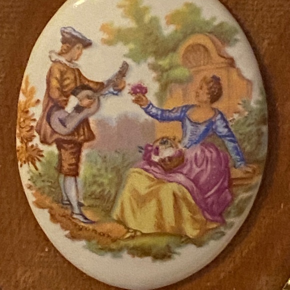 Vintage mini Fragonard ceramic & velvet gold framed pics. 3 pce - Picture 11 of 16